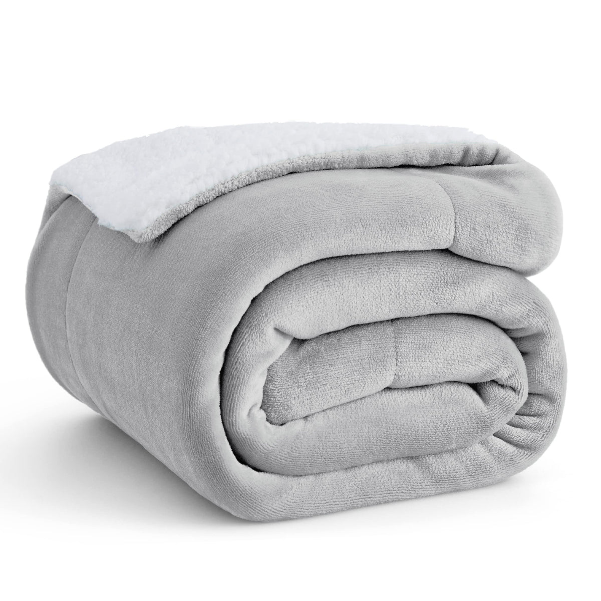 Bedsure GentleSoft Sherpa Fleece Throw Blanket for Couch, Non-Heated, Thick & Warm Cozy Comfort Blanket for Winter Fall, Soft Fuzzy Plush Throw Gifts for Women and Men, Grey, 50x60 Inches