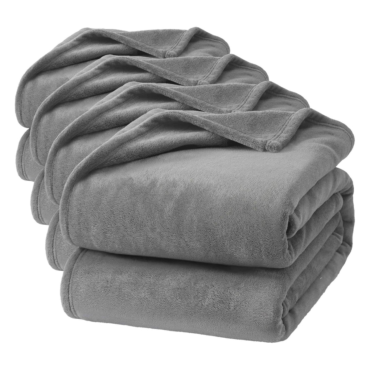 Hansleep Twin Grey Fleece Blanket, Soft Flannel Bed Blanket