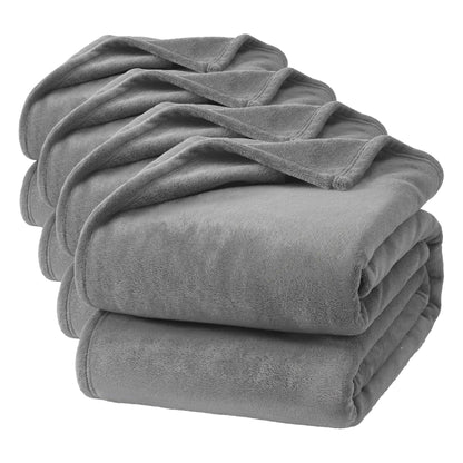 Hansleep Twin Grey Fleece Blanket, Soft Flannel Bed Blanket