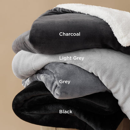 Bedsure GentleSoft Sherpa Fleece Queen Blankets for Bed, Non-Heated, Thick and Warm Throw for Women and Men, Soft Fuzzy Plush Comfort Queen Blanket for Winter, Grey, 90x90 Inches