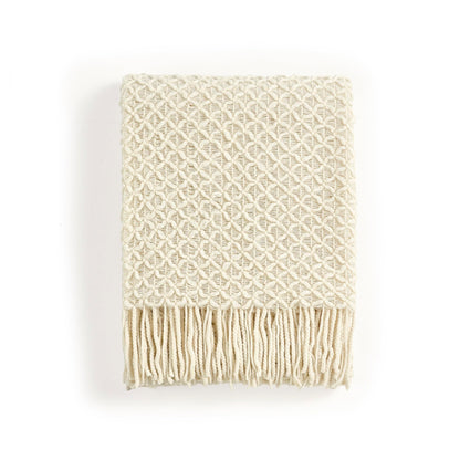 CREVENT Farmhouse Boho Knitted Throw Blanket for Couch Sofa Chair Bed Home Decoration, Soft Warm Cozy Light Weight for Spring Summer Fall (50''X60'' Sage Green)