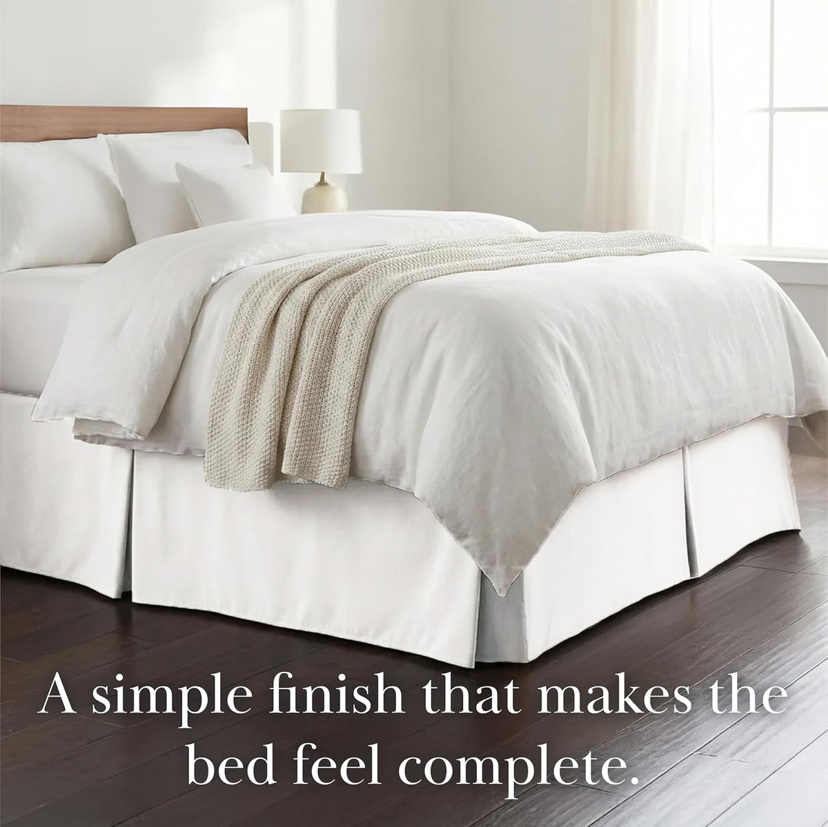 Pleated Queen Bed Skirt 14 Inch Drop Wrinkle Resistant Microfiber White
