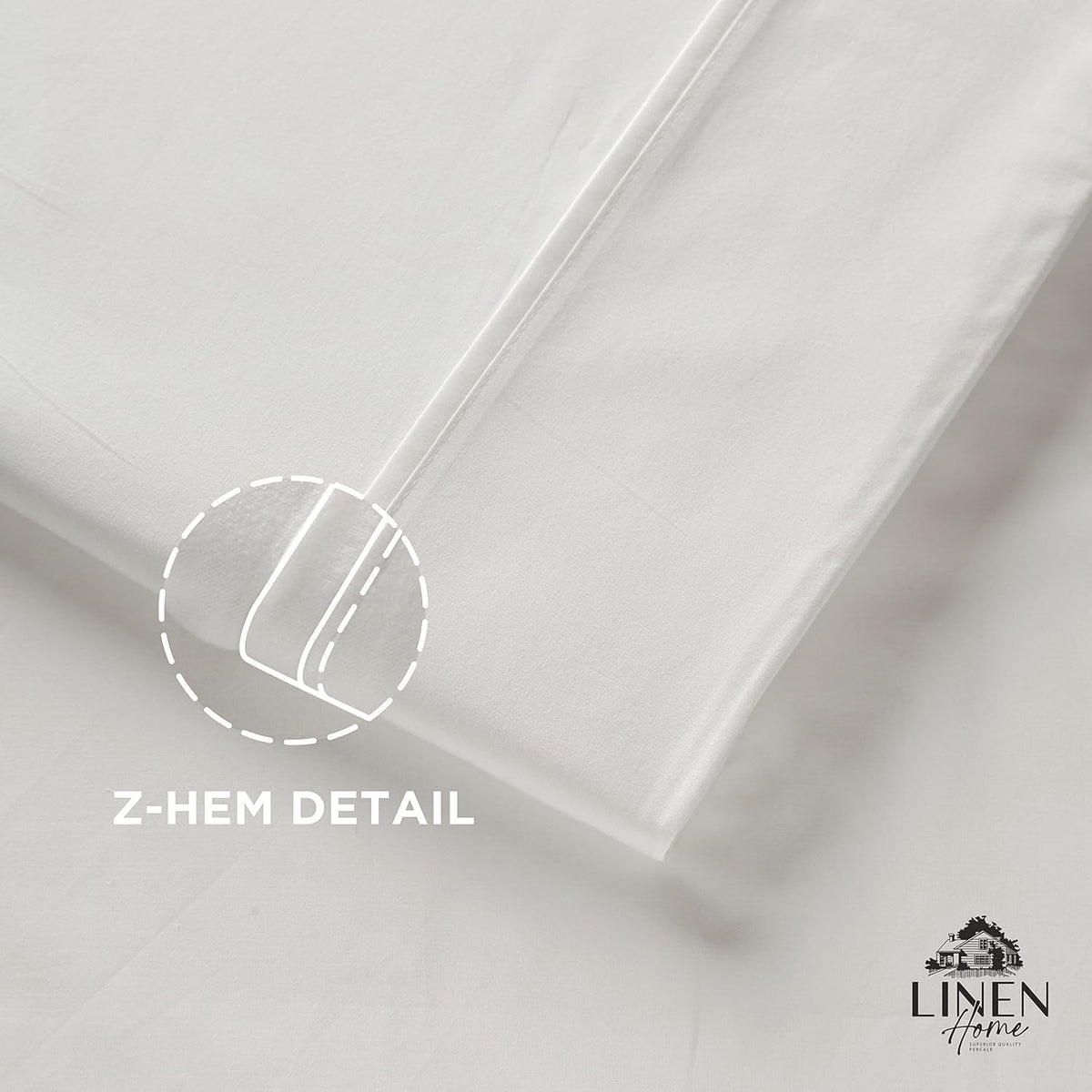 Linen Home Queen Size Flat Sheet Only 100% Cotton Percale, White