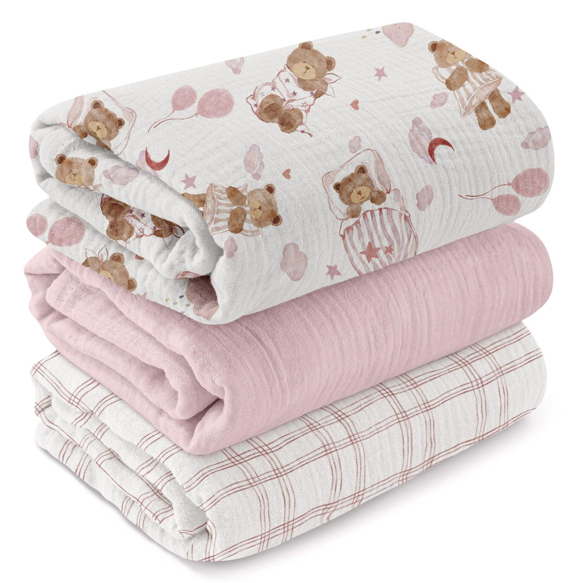GLLQUEN BABY Muslin Swaddle Blankets for Newborn Boys, Large 40''x38''