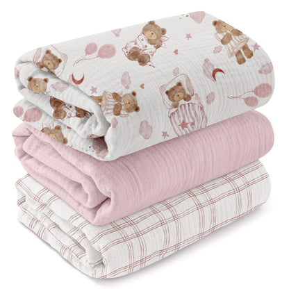 GLLQUEN BABY Muslin Swaddle Blankets for Newborn Boys, Large 40''x38''