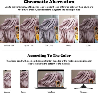 NEWCOSPLAY Fleece Leaves Pattern Throw Blanket, Light Purple, 50"x60"