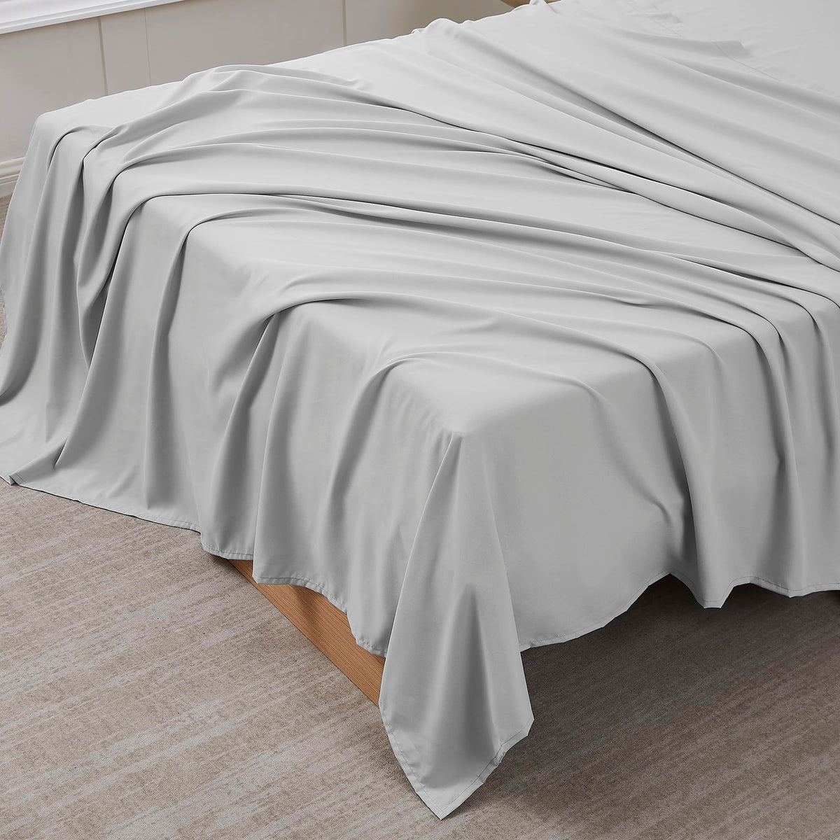 King Size Flat Sheet Only - Ultra Soft & Breathable Brushed Microfiber Top Sheet Only for King Size Beds, Denim Blue