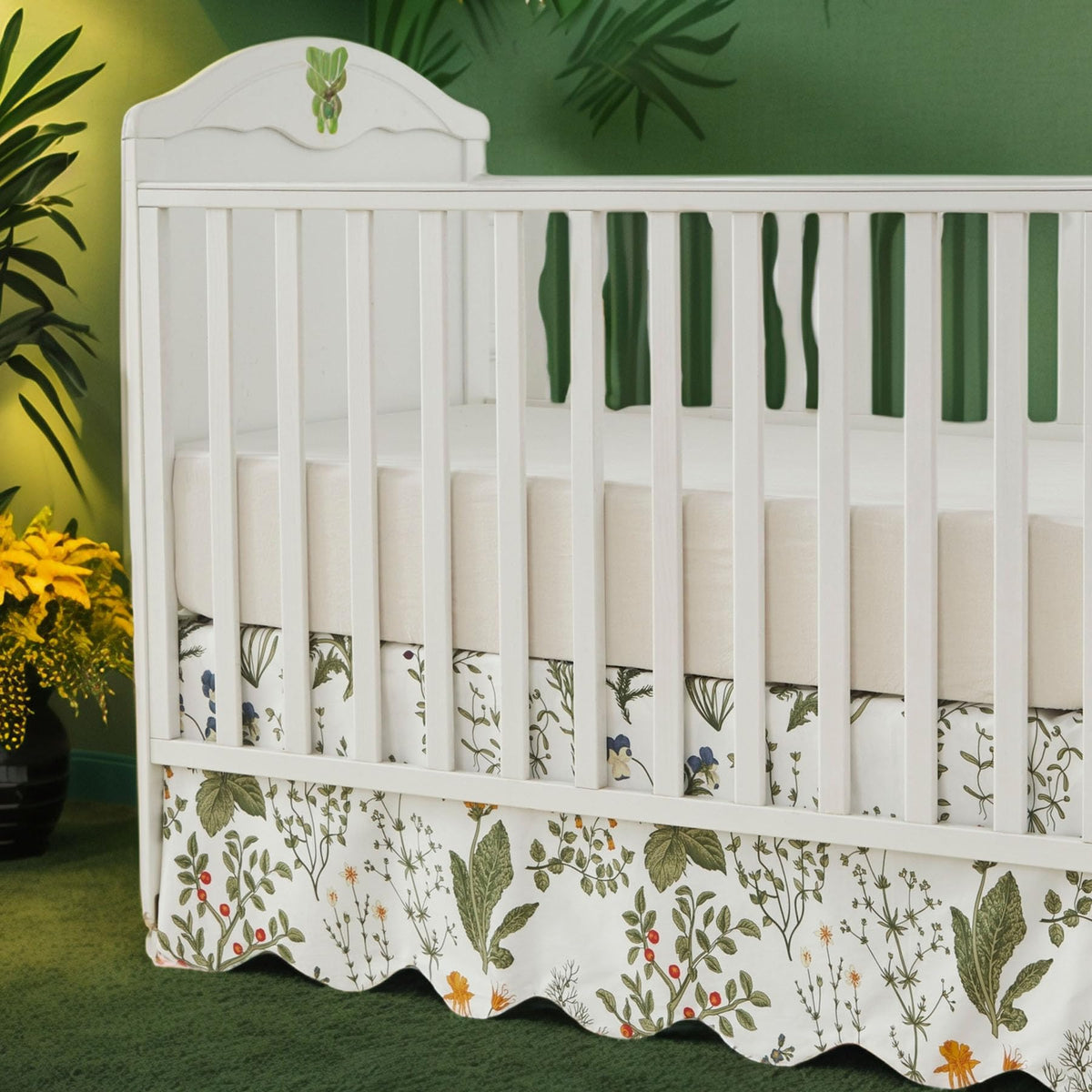 Brandream Scallop Edge Organic Cotton Crib Skirt, Baby Boy, Baby Girl, Gender Neutral Crib Skirt Toddler Bedskirt Farmhouse Chic Nursery Crib Bed Skirt, Boho Bohemian Solid Beige Skirt
