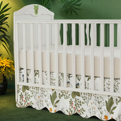 Brandream Scallop Edge Organic Cotton Crib Skirt, Baby Boy, Baby Girl, Gender Neutral Crib Skirt Toddler Bedskirt Farmhouse Chic Nursery Crib Bed Skirt, Boho Bohemian Solid Beige Skirt