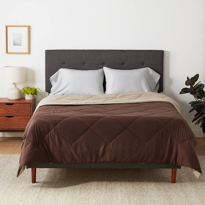Amazon Basics Reversible Lightweight Microfiber All Season Comforter Blanket, Twin/Twin XL, Burgundy/Grey