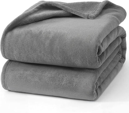 Hansleep Twin Grey Fleece Blanket, Soft Flannel Bed Blanket