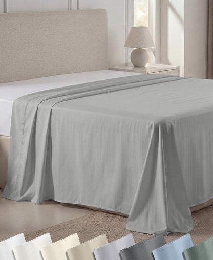 California Design Den 600 Thread Count Queen Flat Sheet, Bright White