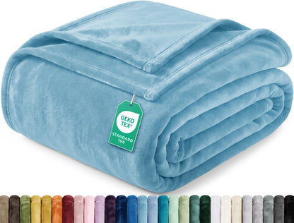 Soft Fleece Blanket for Bed Queen Size Cool Grey (90x90 Inch)