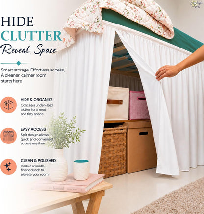 Cottington Lane Extra Long Ruffled College Dorm Bed Skirt 36 Inch Drop, Premium Hotel Collection Brushed Mircofiber Twin XL Dust Ruffle Raised Dorm Room Essentials and Decor, White Solid