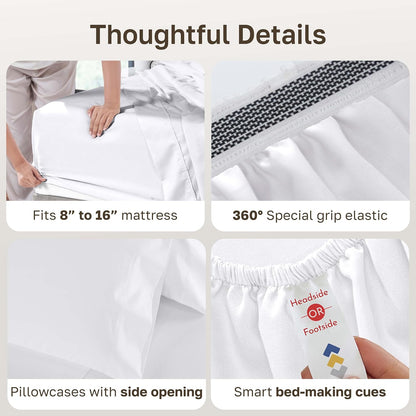 California Design Den Luxury 1000 Thread Count King Size Sheets Set