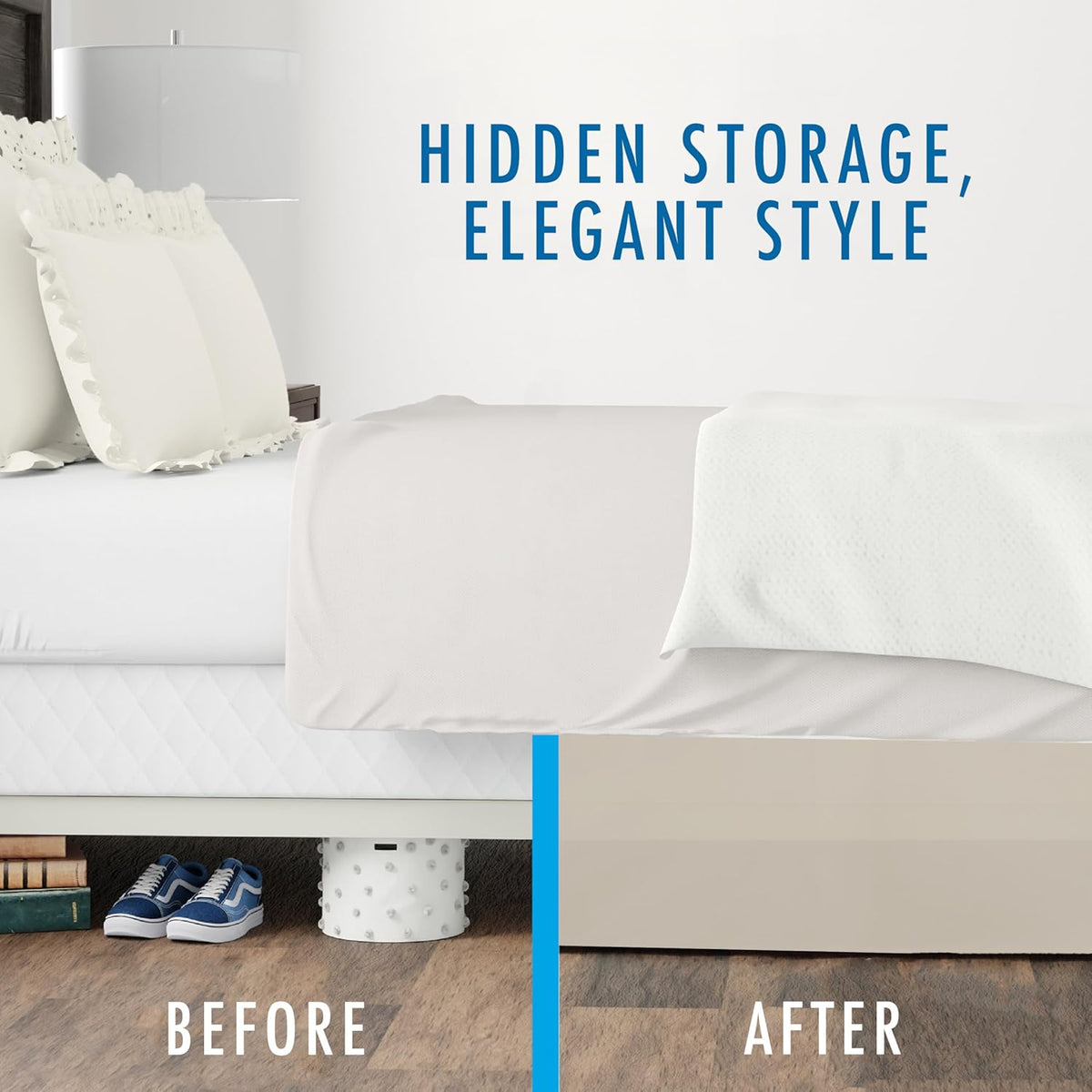 Fresh Ideas Bedding Tailored Bedskirt, Classic 14” Drop Length, Pleated Styling, Queen, Ivory