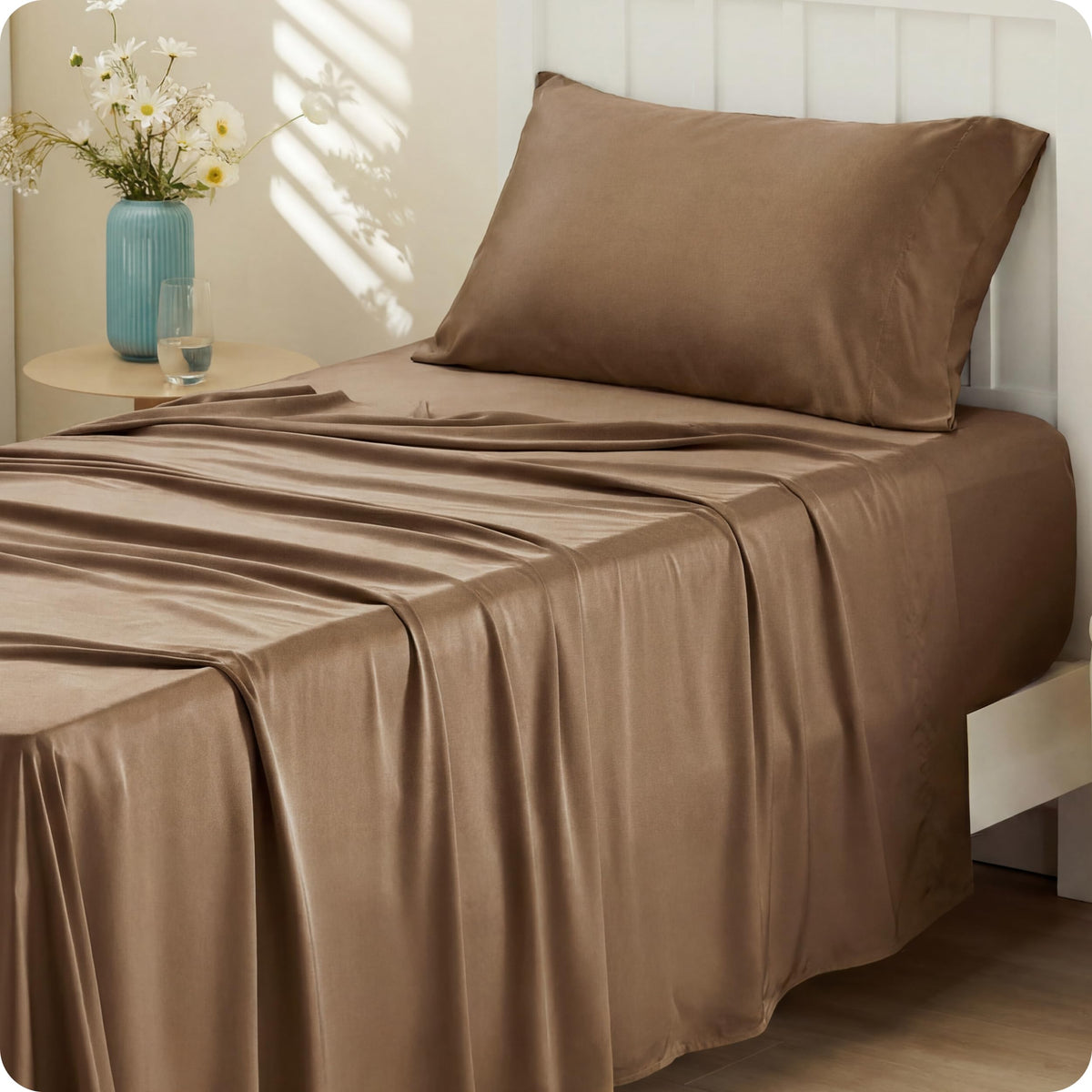 Bedsure PureWoven 100% Rayon Derived from Bamboo, Queen Sheets, 4 Pieces