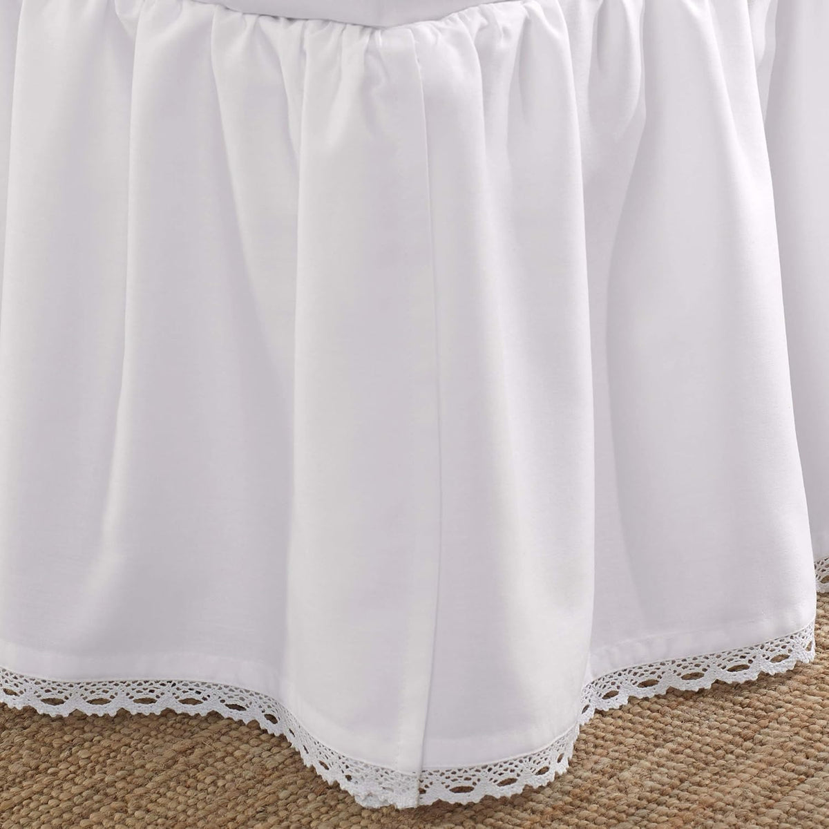 Laura Ashley - Queen Size Cotton Ruffled Bed Skirt with Crochet Trim