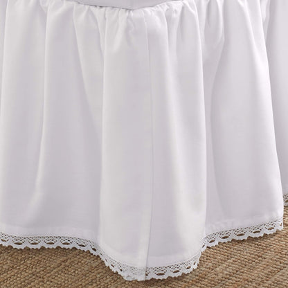 Laura Ashley - Queen Size Cotton Ruffled Bed Skirt with Crochet Trim