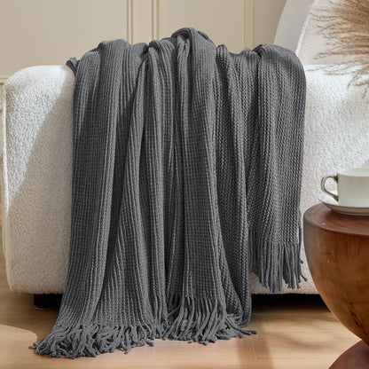 inhand Off White Knitted Throw Blanket for Couch and Bed, 50"x60"