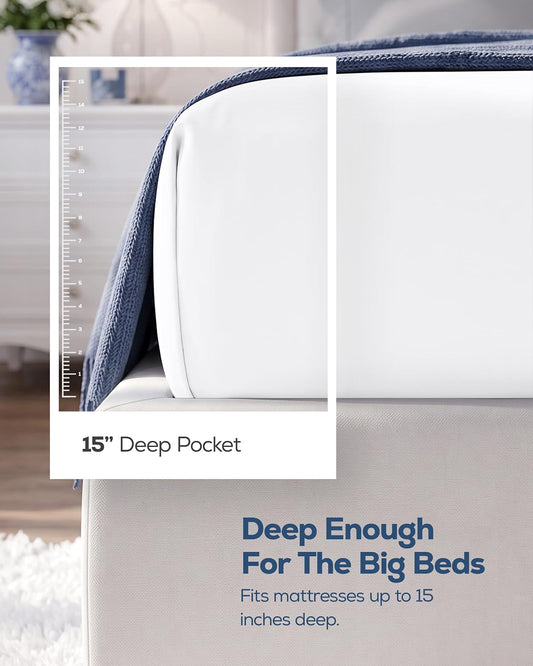 Pack of 6 Twin Fitted Sheet, Fits Up to 15 Inch Deep Pocket, White