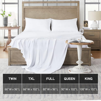 FreshCulture Twin Flat Sheet - Hotel Quality Twin Flat Sheet Only - Brushed Microfiber Top Sheet - Ultra Soft & Breathable - Wrinkle-Free - Easy Care - Single Flat Sheet (Twin, White)