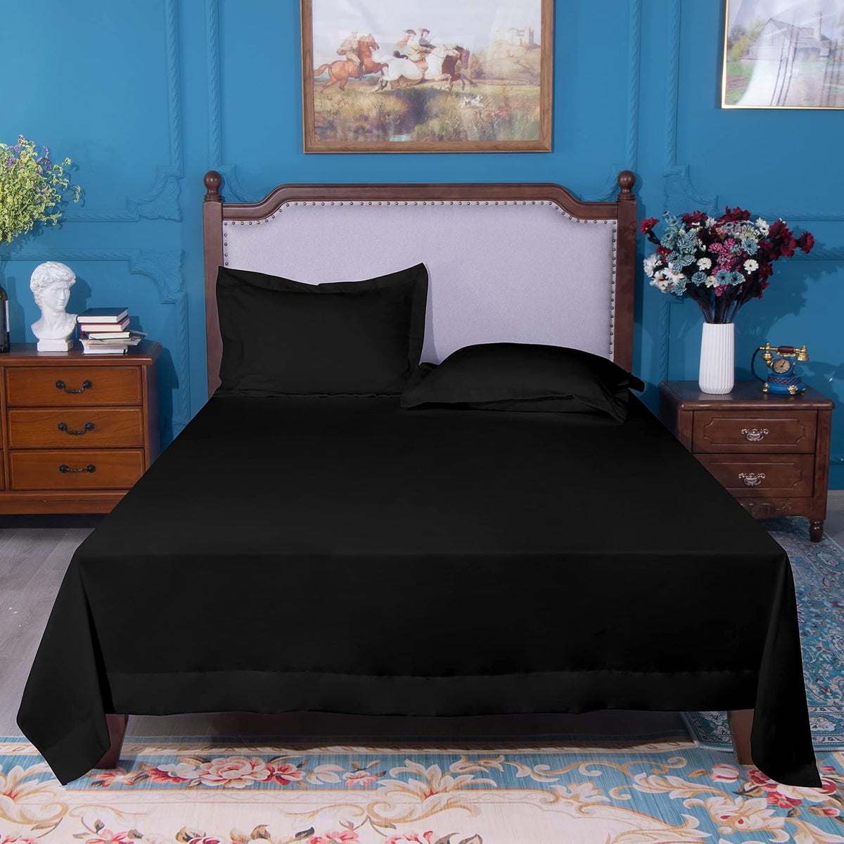 NTBAY Queen Microfiber Flat Sheet, 90 x 102, Black