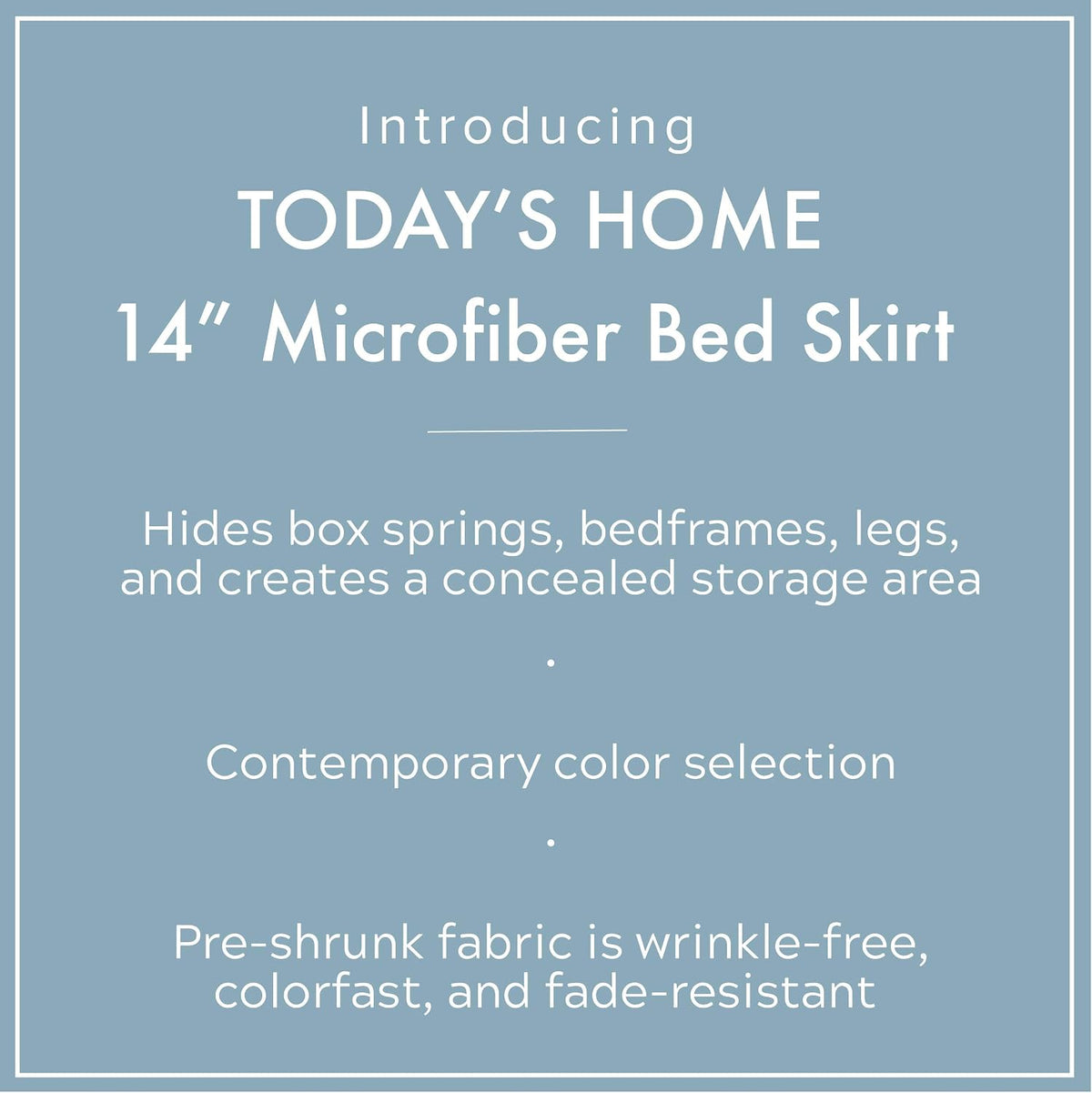 Today’s Home Classic Tailored Bed Skirt Dust Ruffle, Microfiber, 14" Drop Length, King, Black
