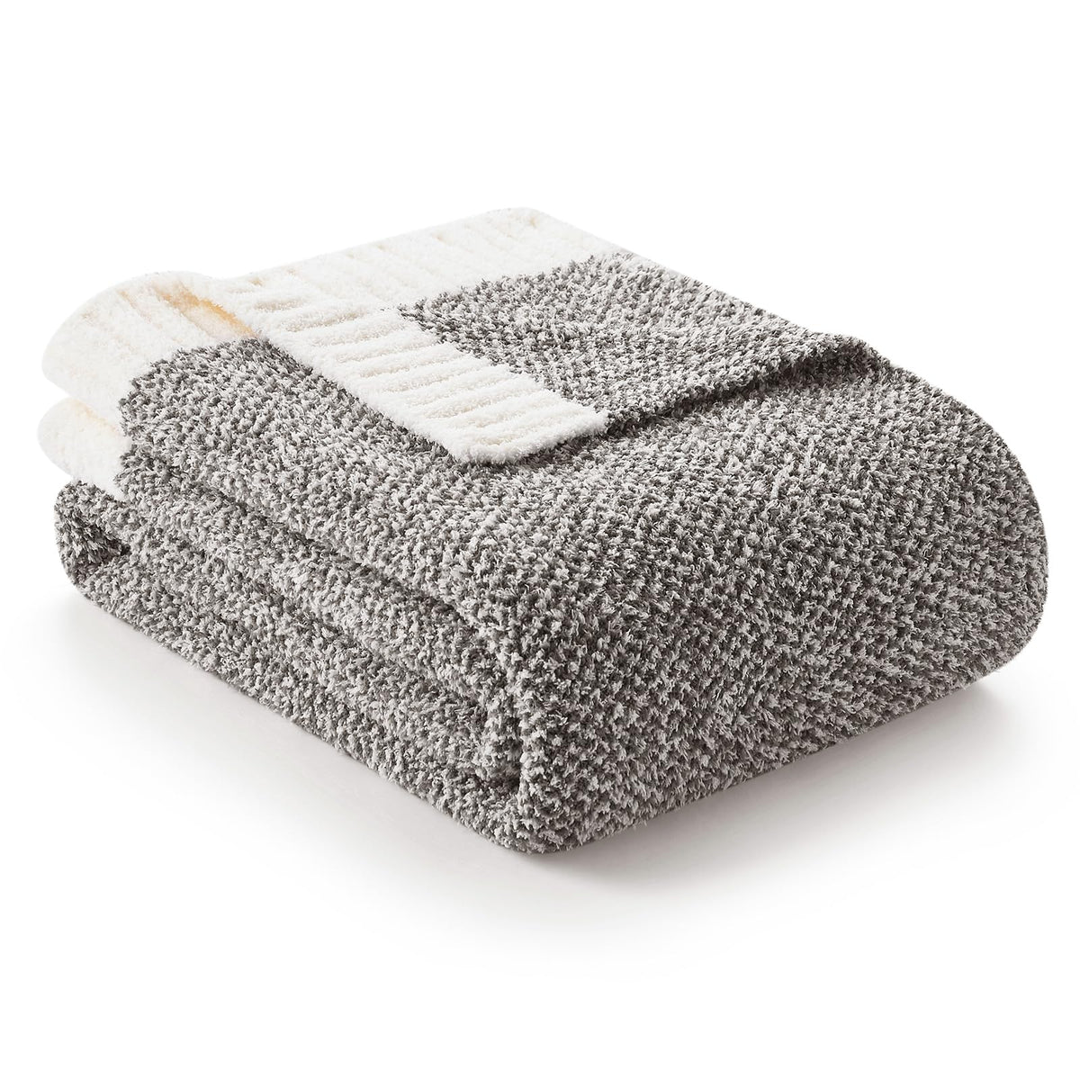 Snuggle Sac Buttery Ivory Throw Blanket for Couch, Reversible Super Soft Knitted Blankets, Warm Cozy Knit Fuzzy Plush Lightweight Throws Dupes for Sofa, Bed, Picnic, Ivory, 50 x 60 inches