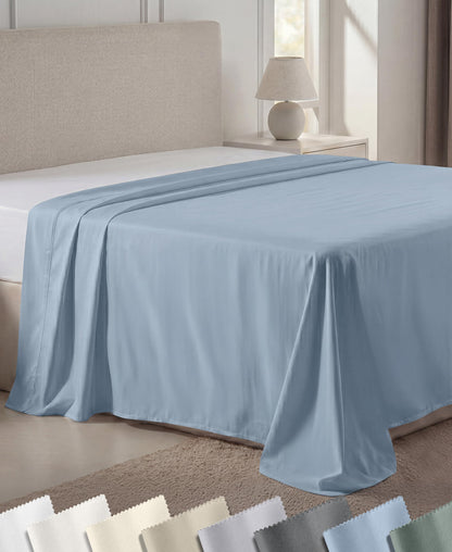 California Design Den 600 Thread Count Queen Flat Sheet, Bright White