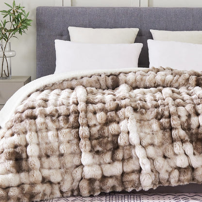 50"x60" Ultra-Soft Fuzzy Faux Fur Throw Blanket, Brown Tie Dye