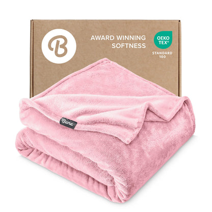 Bare Home Fleece Blanket Luxury Microplush (Full/Queen, Grey)
