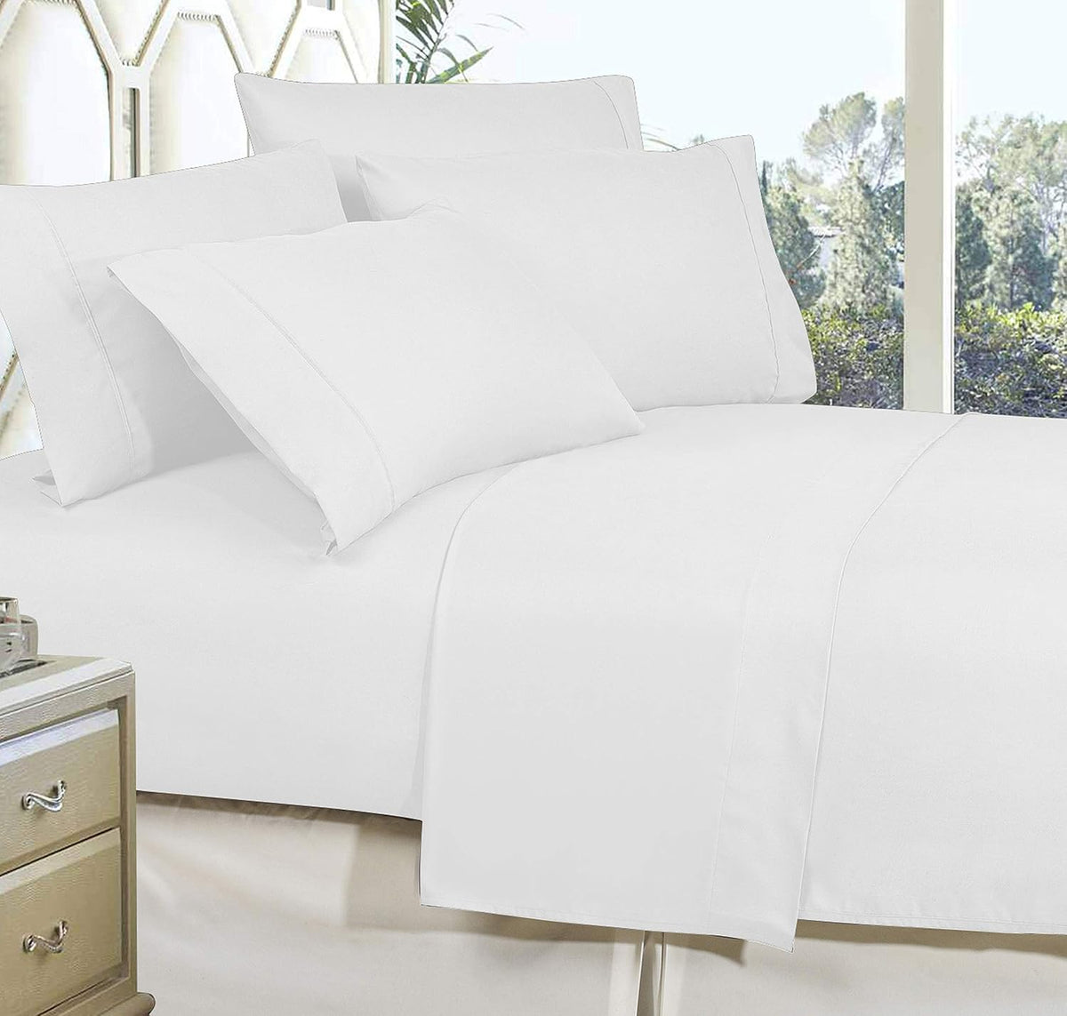 Elegant Comfort Premium Hotel Quality 1-Piece Flat Sheet, Luxury and Softest 1500 Thread Count Egyptian Quality Bedding Flat Sheet, King, White