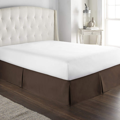 100% Cotton 800 Thread Count Box Pleated Bed Skirt - Luxury Pleated Dust Ruffle, Bed Skirt, Easy Fit with 15 Inch Tailored Drop, King Size White Solid
