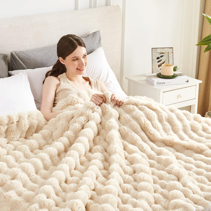 50"x60" Ultra-Soft Fuzzy Faux Fur Throw Blanket, Brown Tie Dye