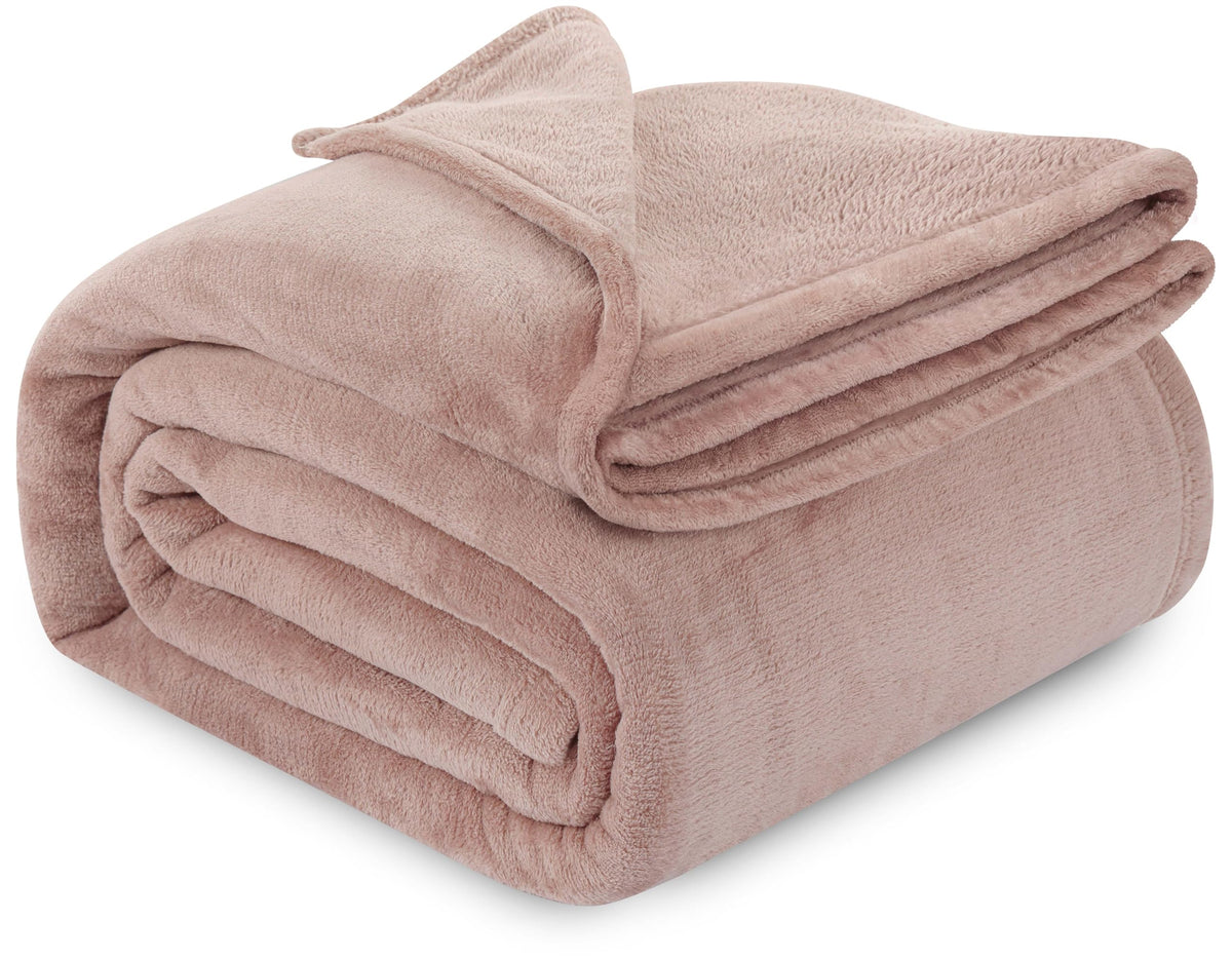 Soft Fleece Blanket for Bed Queen Size Cool Grey (90x90 Inch)