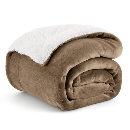 Bedsure GentleSoft Sherpa Fleece Queen Blankets for Bed, Non-Heated, Thick and Warm Throw for Women and Men, Soft Fuzzy Plush Comfort Queen Blanket for Winter, Grey, 90x90 Inches