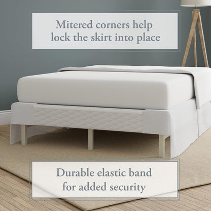 Bed Maker’s Never Lift Your Mattress Bed Skirt, Designed for Box Spring Beds, Split Corners, 14 Inch Drop Length, King, White