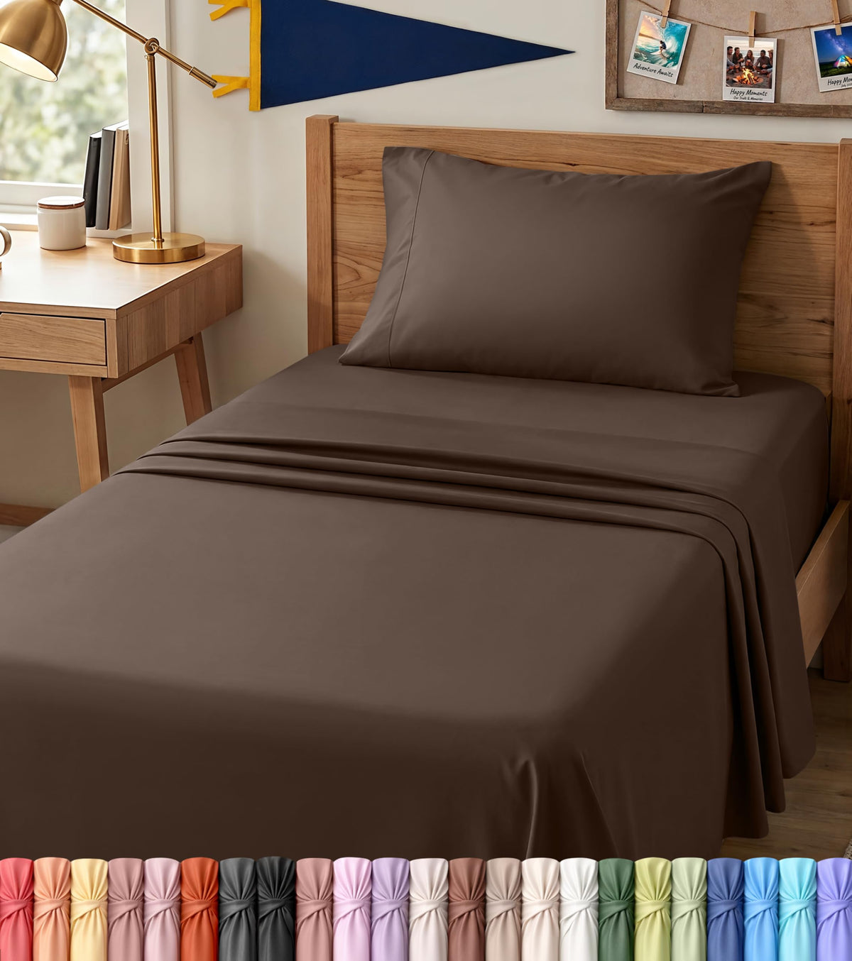 Queen Sheets Set, 4 Pieces 16" Deep Pocket Hotel Luxury Bed Sheets, Grey