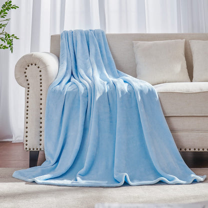 Fleece Plush Throw Blanket Navy Blue 50"x60"for Couch Fuzzy Cozy Flannel