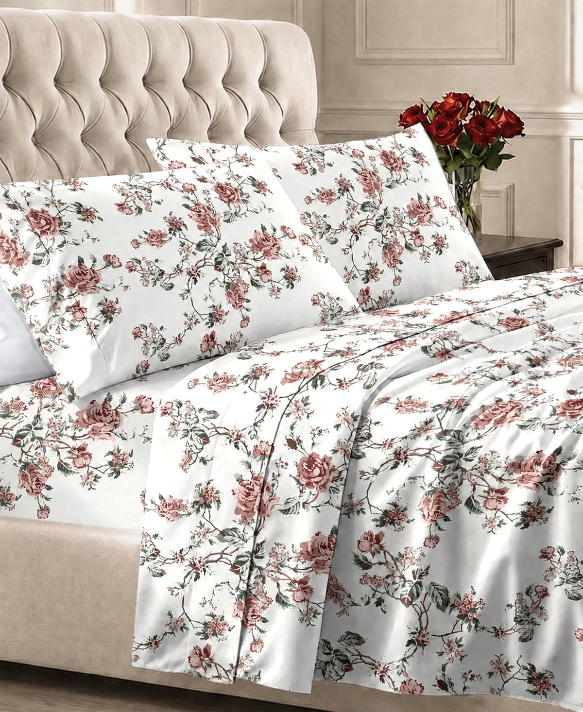 California Design Den Soft 100% Cotton Sateen Queen Bed Sheets Set, White