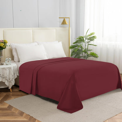Elegant Comfort Premium Hotel Quality 1-Piece Flat Sheet, Luxury & Softest 1500 Thread Count Egyptian Quality Bedding Flat Sheet, Wrinkle, Stain and Fade Resistant, Queen, White