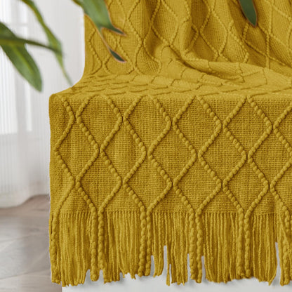 inhand Off White Knitted Throw Blanket for Couch and Bed, 50"x60"