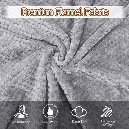 4 Pack Fleece Throw Blankets 50x60 Inches - 270 GSM Ultra Soft Plush Flannel for Bed Couch Sofa, Lightweight Warm 3D Waffle Texture, No Shedding No Pilling All Season Throw (Gray)