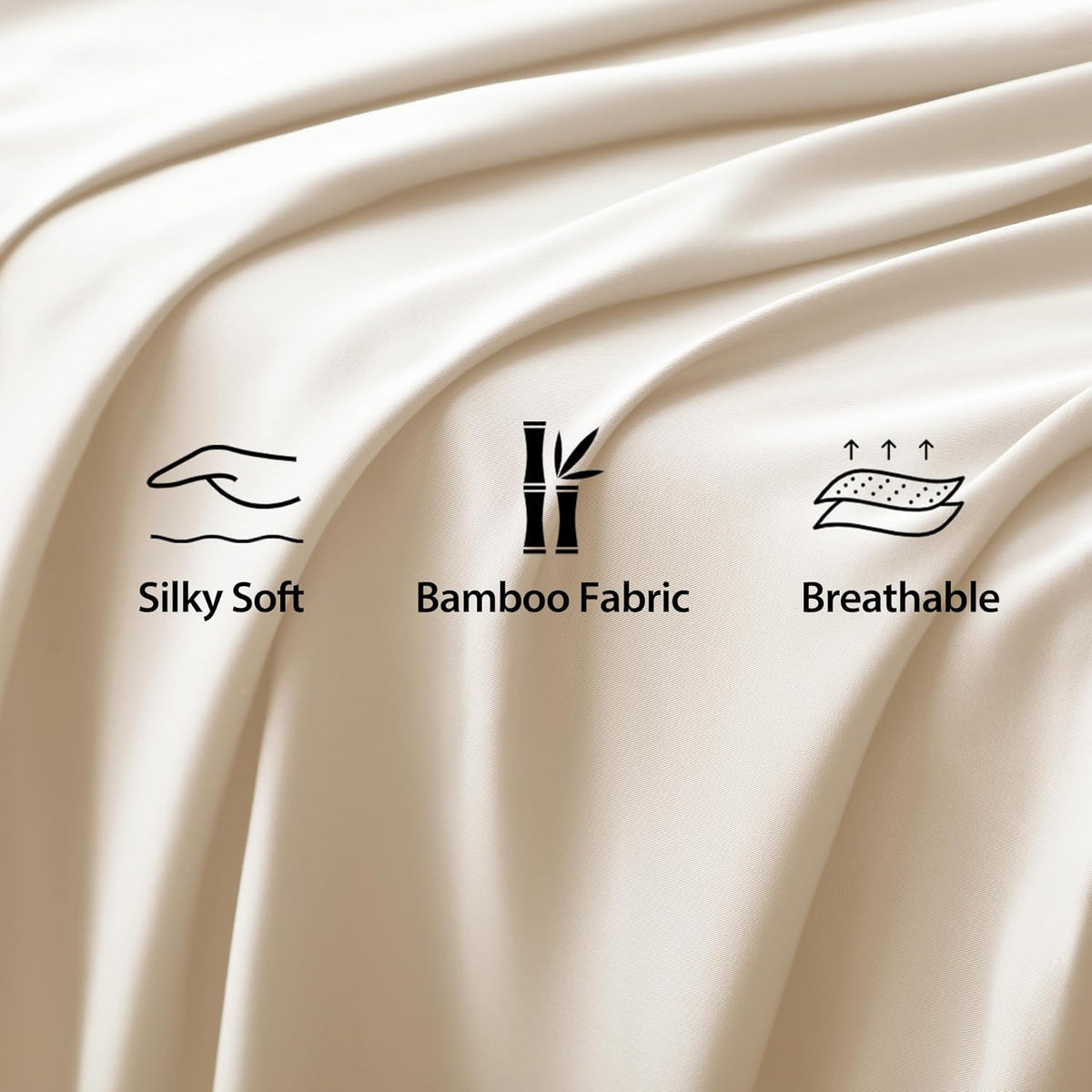 Bamboo Viscose Flat Sheets Only, 400 Thread Count Sateen Weave Twin Size Flat Sheet Only, Luxury Soft Cooling for Hot Sleepers, Silky Breathable (Beige, Twin)