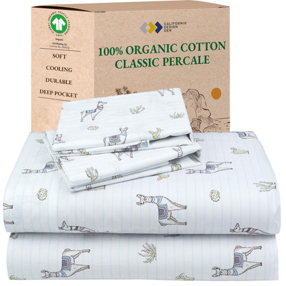 California Design Den 100% Organic Cotton Queen Bed Sheet Set, Olive Green