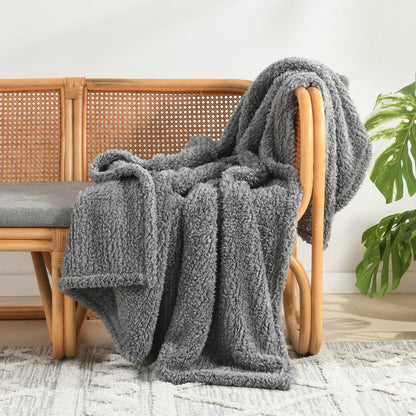 Ultra Soft Fleece Sherpa Blanket King Size,Lightweight Cozy Boho Bed Blanket with Decorative Tassel, Pattern Reversible, 2 Tones Ombre Light Brown,104”x90”