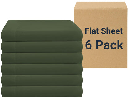ZPECC Twin Flat Sheets Only White 6 Pack, Color-Coded Hem Threads