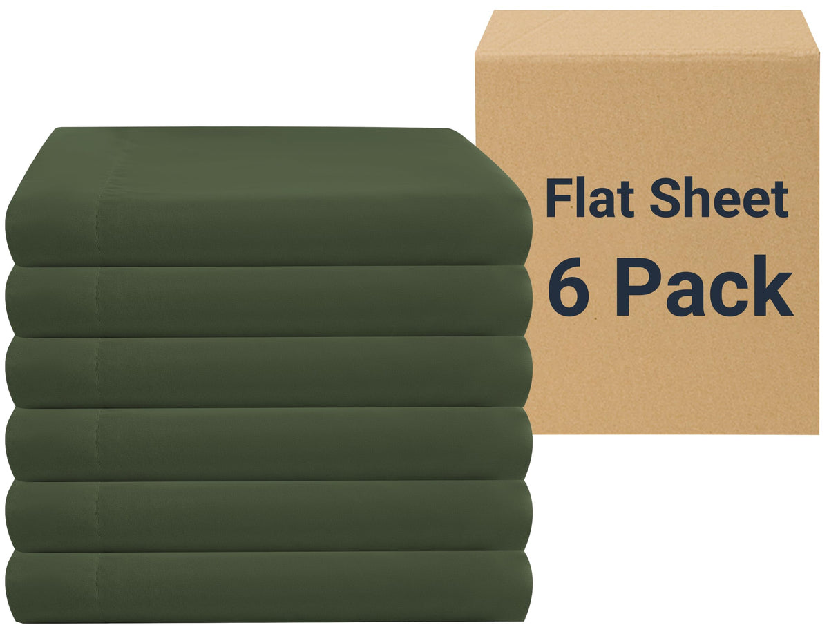 ZPECC Twin Flat Sheets Only White 4 Pack, Color-Coded Hem Threads
