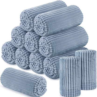 Buryeah 12 Pcs Flannel Blankets Bulk,Fall Outdoor Wedding, Multicolor